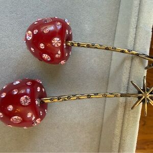 Red Crystal-Embellished Drop Earrings